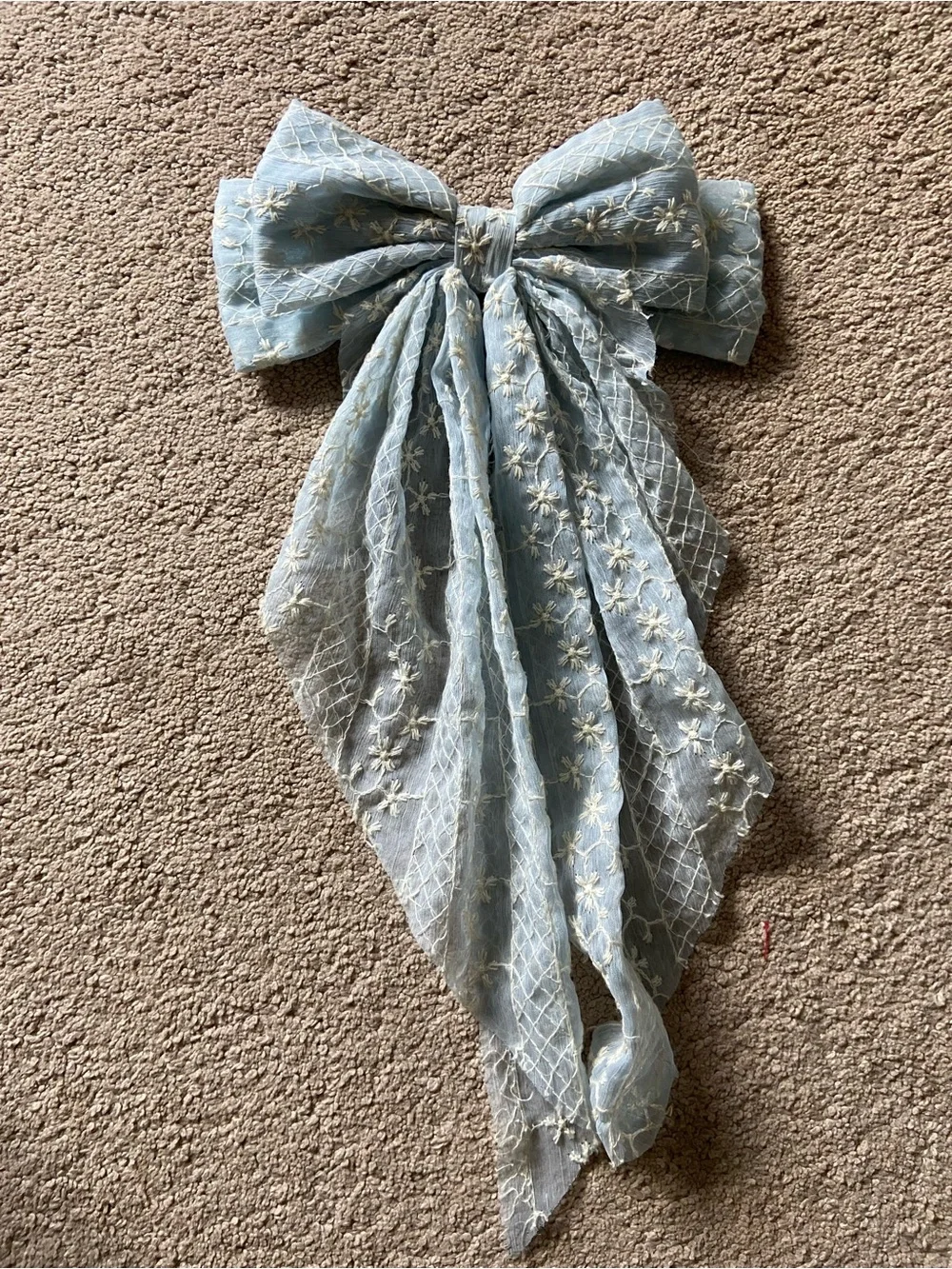 Altard State Light Blue Embroidered Lace big hair bow
